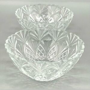 2 Vintage Pineapple & Stars Pressed Glass Dessert Bowls 4.5x2” France Cross